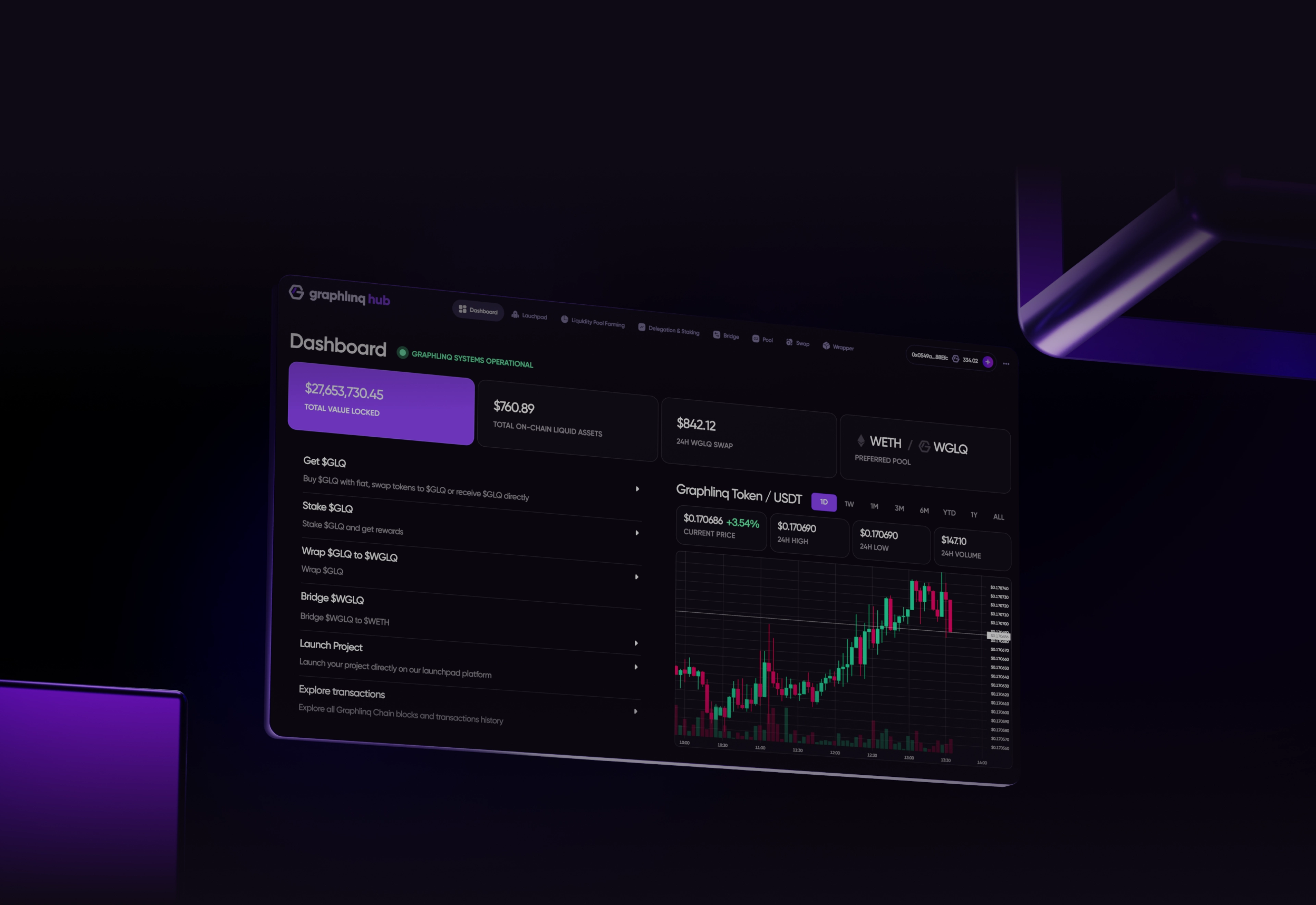 GraphLinq Hub liquidity management interface